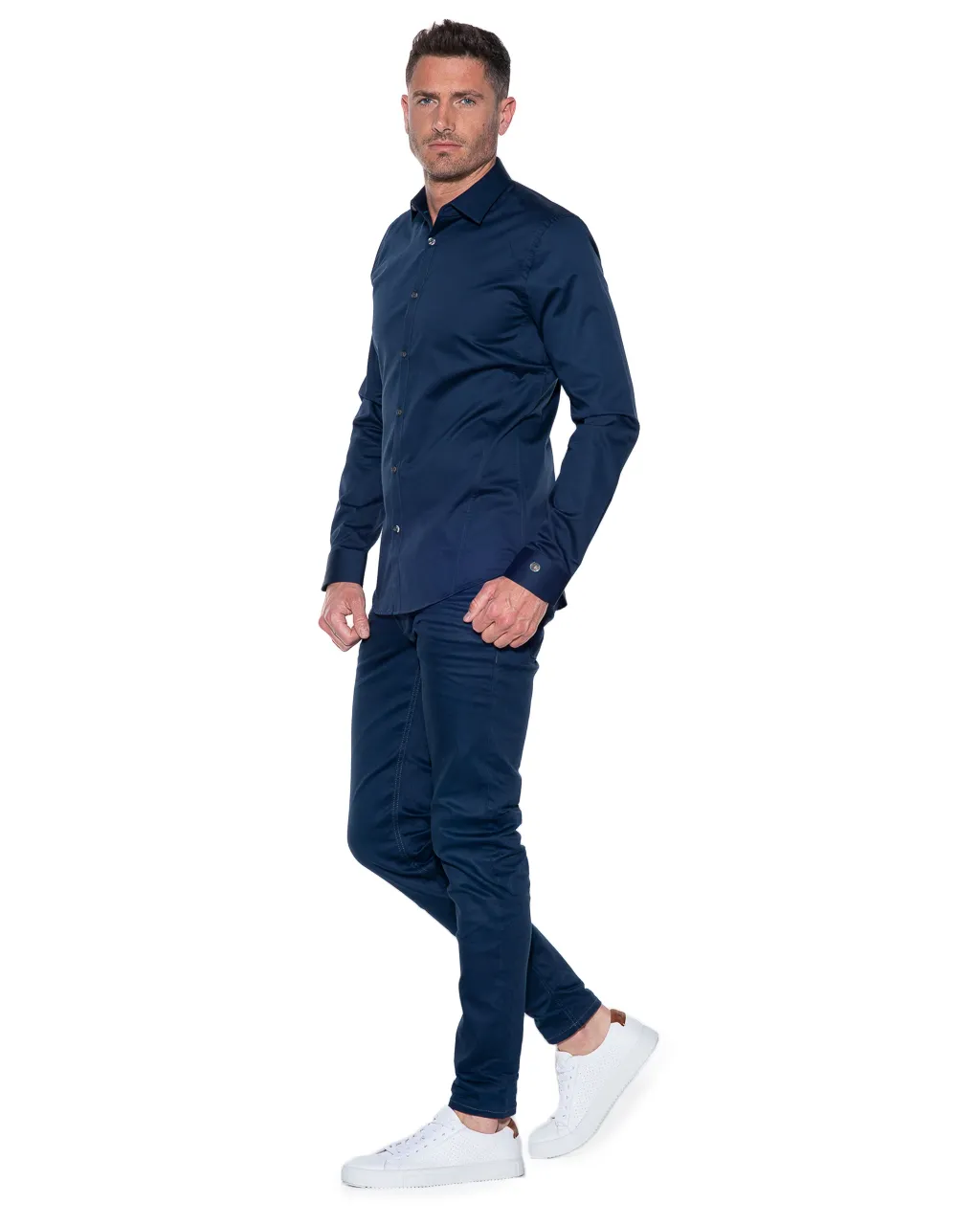 Cast Iron Casual overhemd LM Blauw 038240-32-L