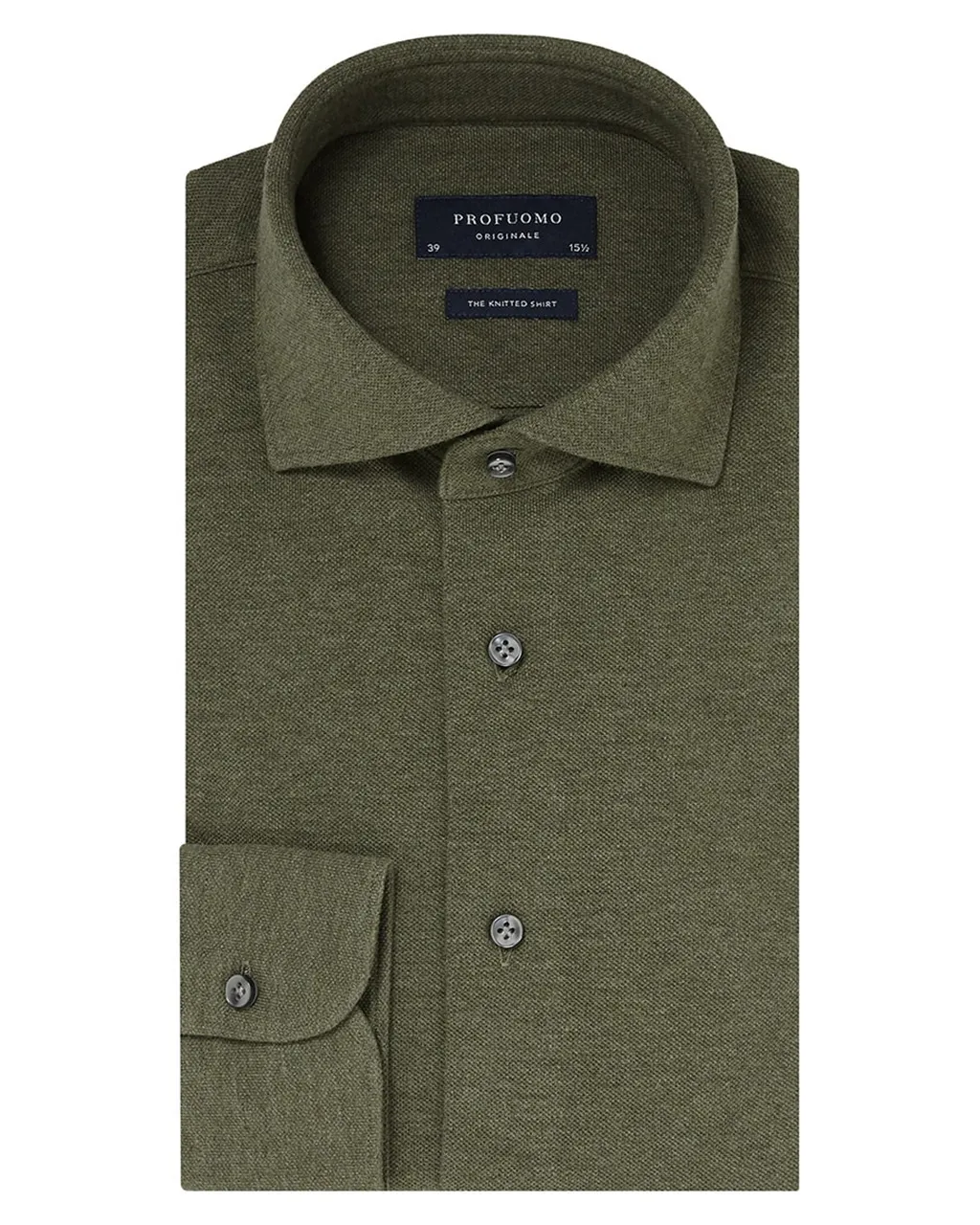 Profuomo Originale Slim fit Knitted Overhemd LM Groen 044624-000-37