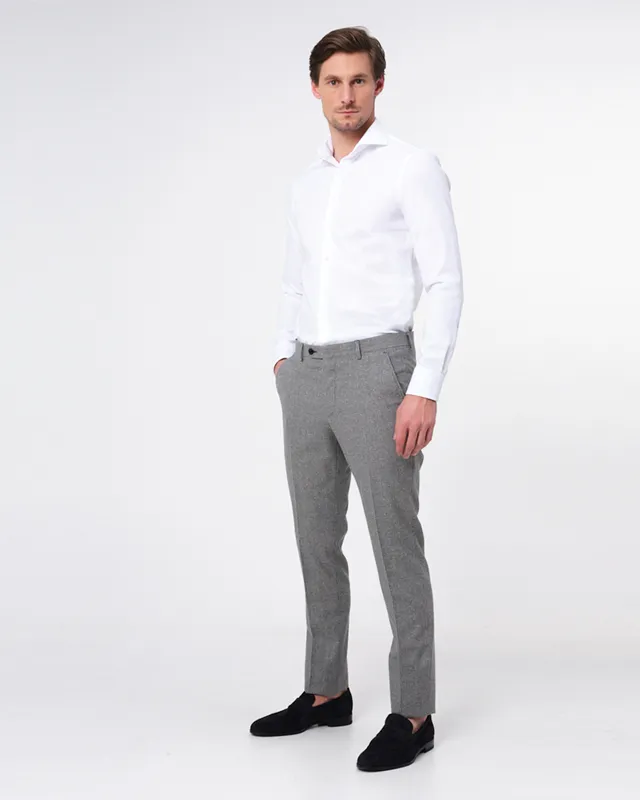 Dutch Dandies Slim fit Overhemd LM Wit uni 052750-001-40