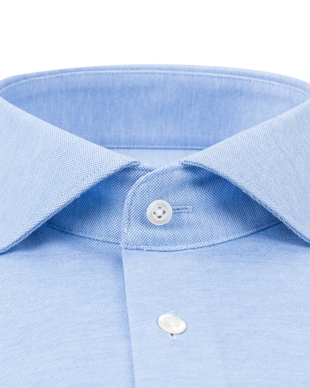 Dutch Dandies Knitted Slim fit Overhemd LM Lichtblauw uni 053081-001-37