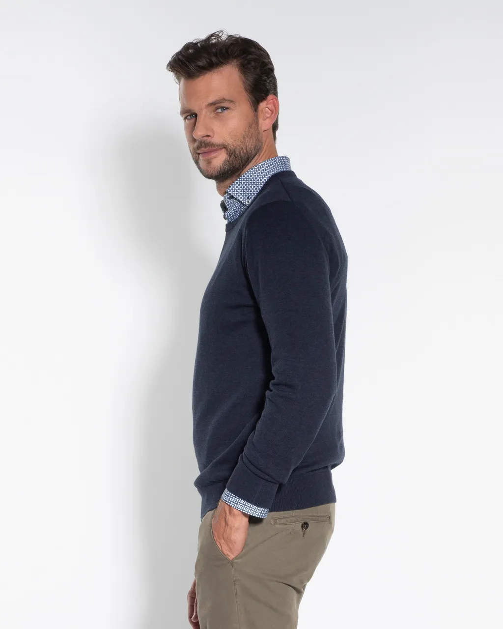 The BLUEPRINT Premium Trui ronde hals  Donkerblauw 059703-005-L