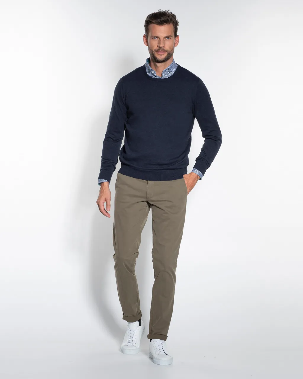 The BLUEPRINT Premium Trui ronde hals  Donkerblauw 059703-005-L