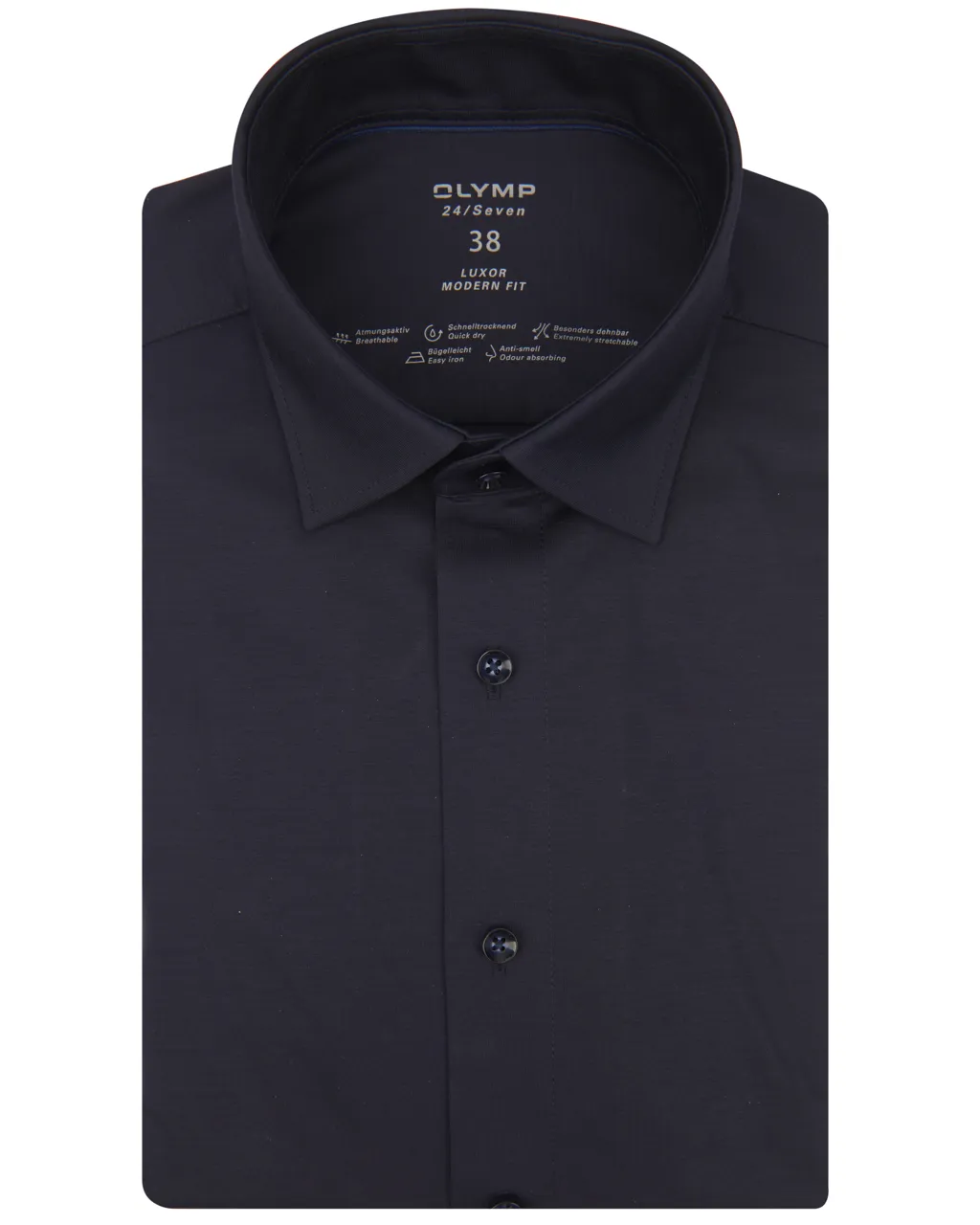 OLYMP Luxor 24/7 Modern fit Overhemd LM Donker blauw 060409-001-38