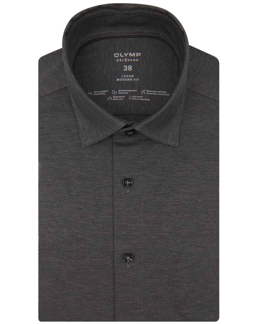 OLYMP Luxor 24/7 Modern fit Overhemd LM Antraciet 060412-001-38