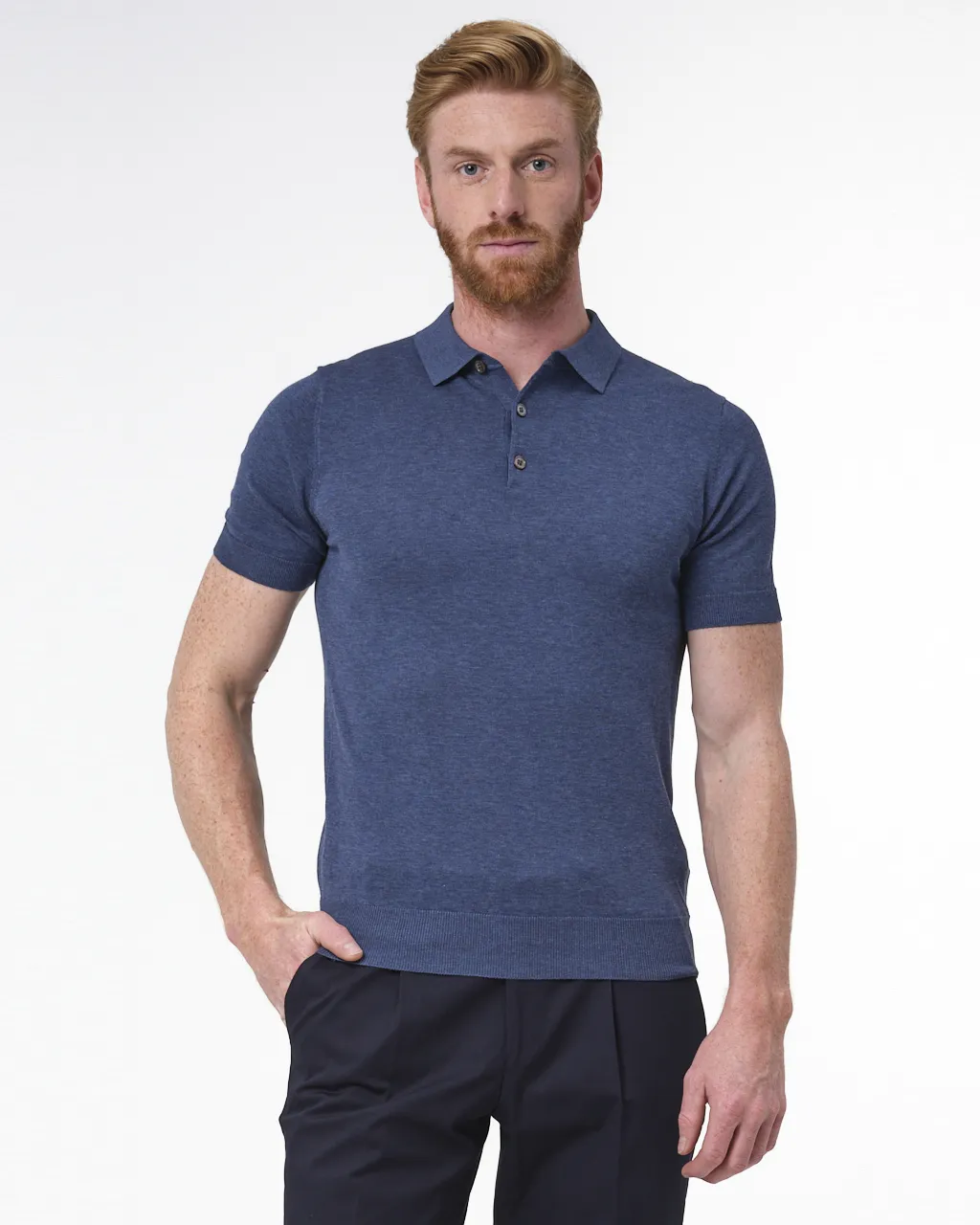 Dutch Dandies Polo Korte mouw Blauw uni 064373-006-M