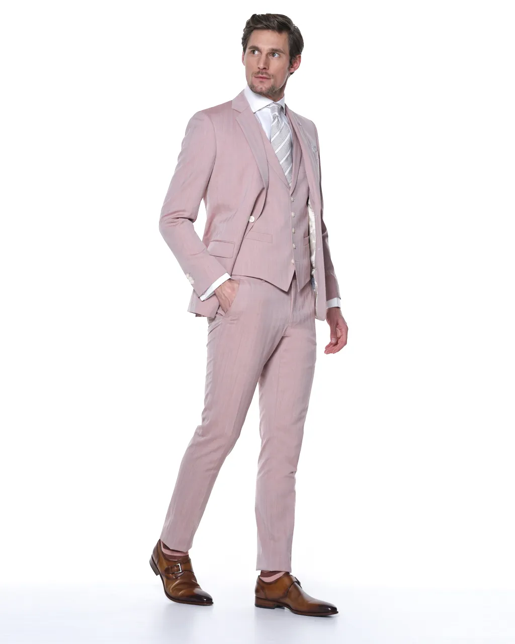 Dutch Dandies Trouwpak Donkerroze uni 064867-001-48