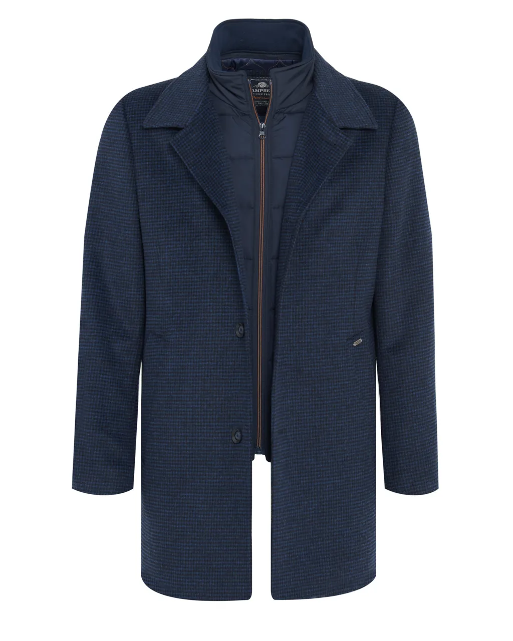 Campbell Classic Overcoat Donkerblauw kleine ruit 067820-001