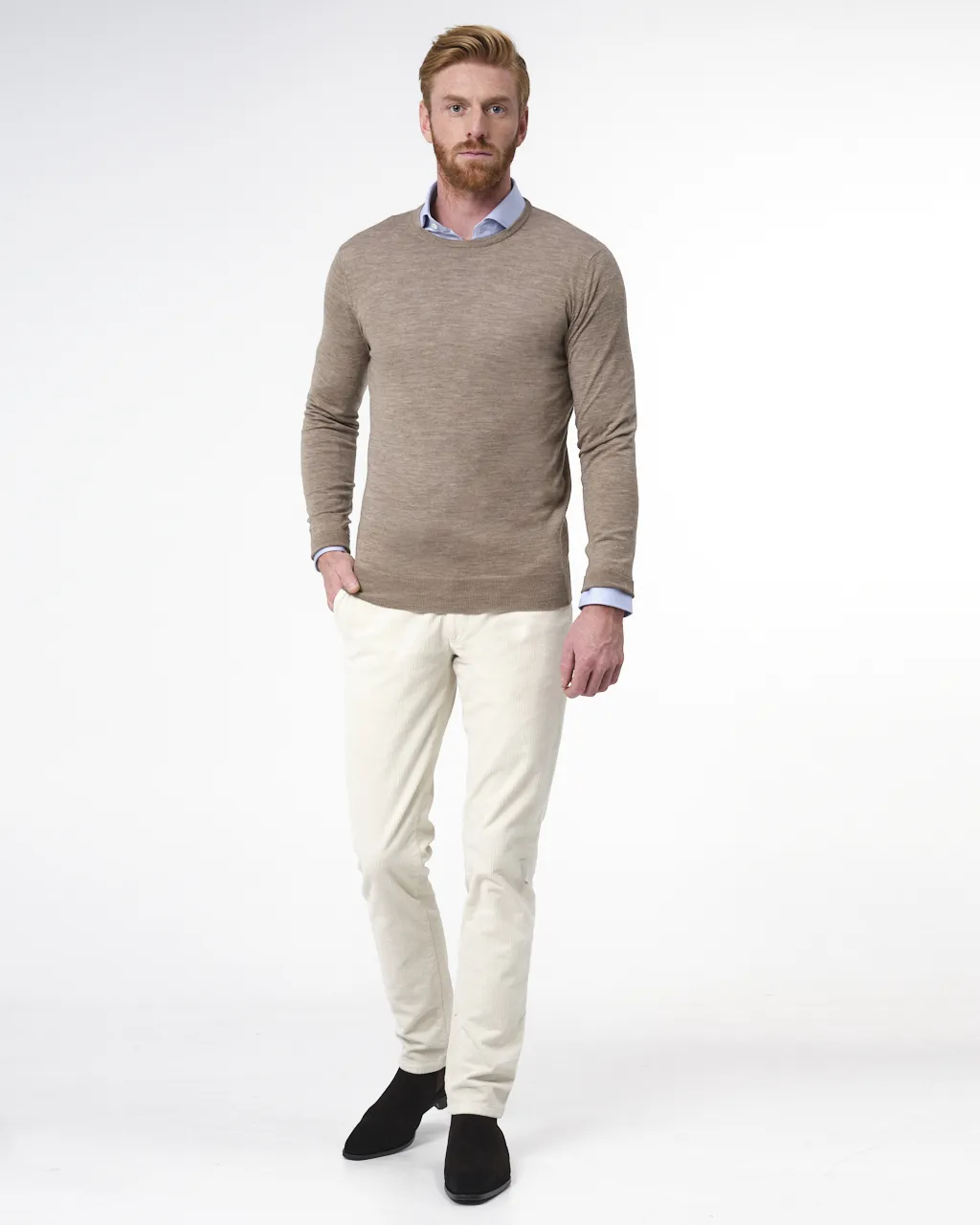 Dutch Dandies Trui O-hals Lichtbruin uni 067852-006-L