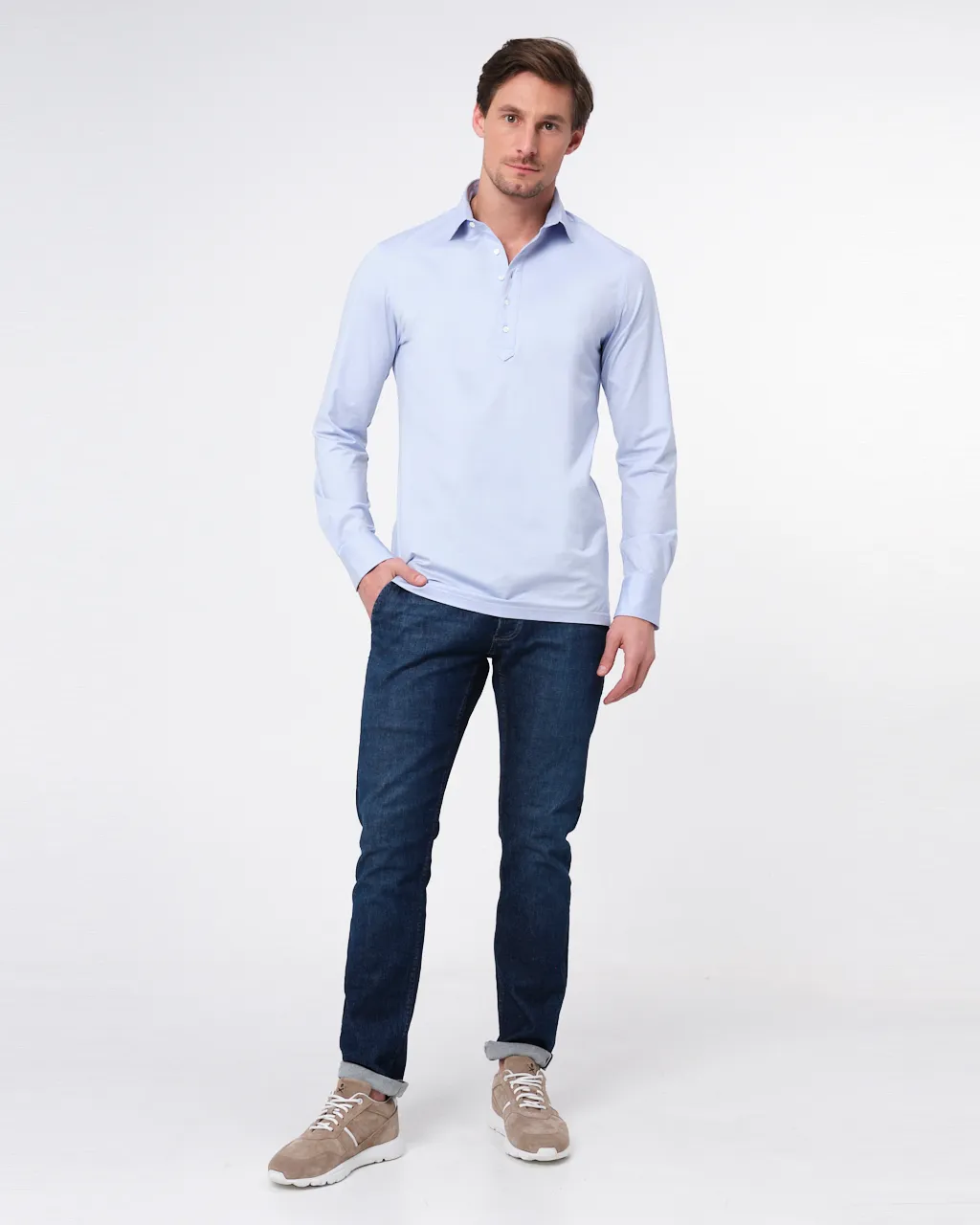 Dutch Dandies Polo Lange mouw Lichtblauw uni 067875-003-39