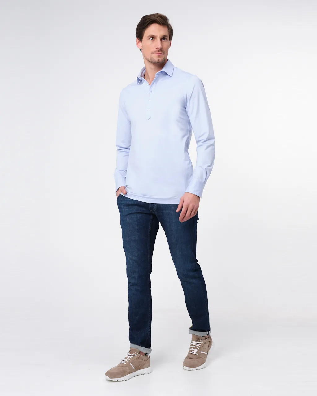 Dutch Dandies Polo Lange mouw Lichtblauw uni 067875-003-39