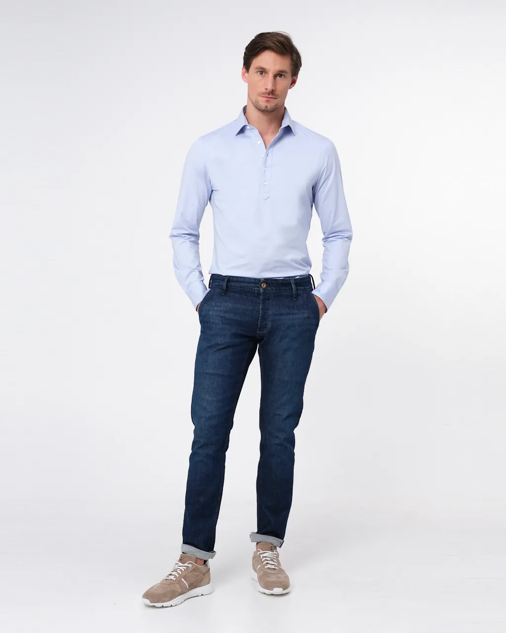 Dutch Dandies Polo Lange mouw Lichtblauw uni 067875-003-39