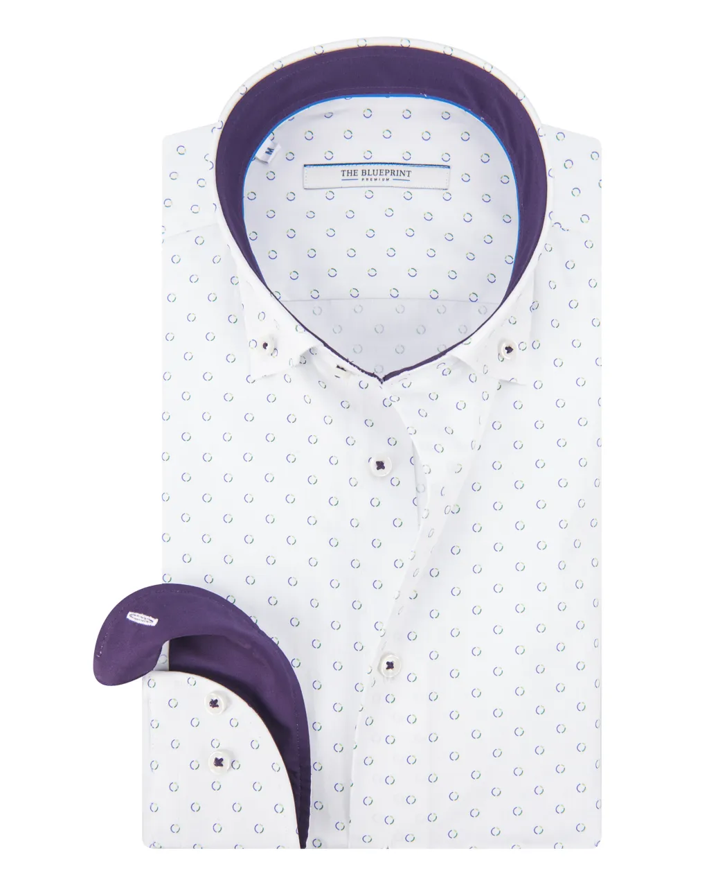 The BLUEPRINT Premium Trendy overhemd LM Wit print 070223-001-M