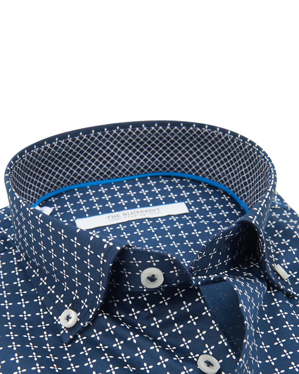 The BLUEPRINT Premium Trendy overhemd LM Donkerblauw print 070251-001-M