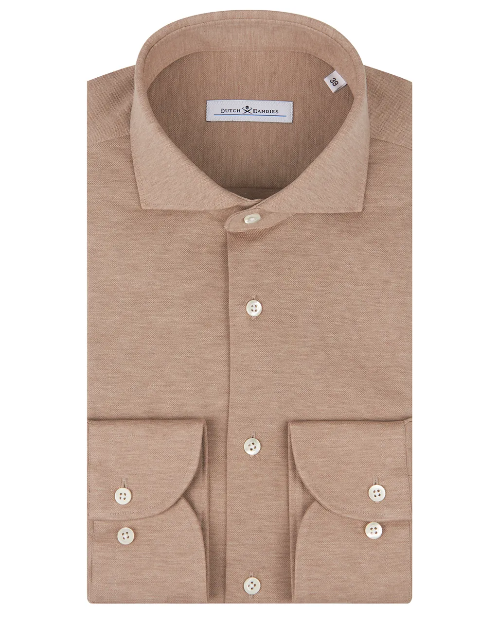 Dutch Dandies Overhemd LM Beige uni 071718-001-37