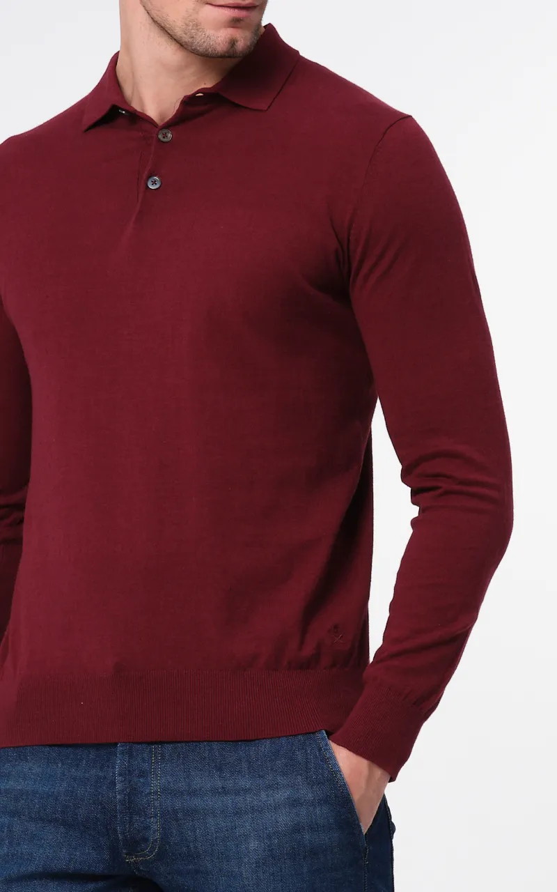 Dutch Dandies Polo Lange mouw Donkerrood uni 073177-004-S