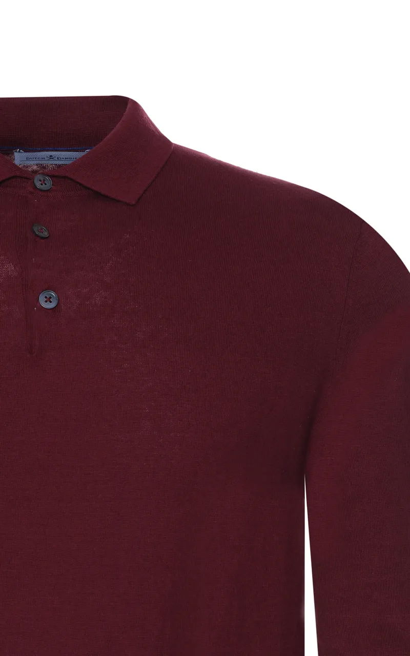 Dutch Dandies Polo Lange mouw Donkerrood uni 073177-004-S