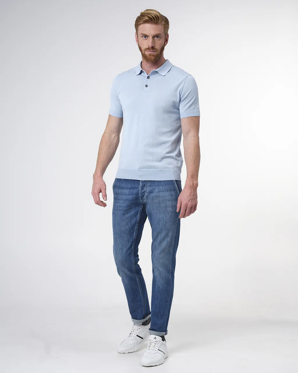 Dutch Dandies Polo Korte mouw Lichtblauw uni 073180-002-M