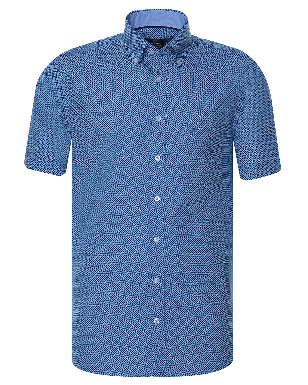 Campbell Classic Casual overhemd KM Blauw dessin 073943-001-L