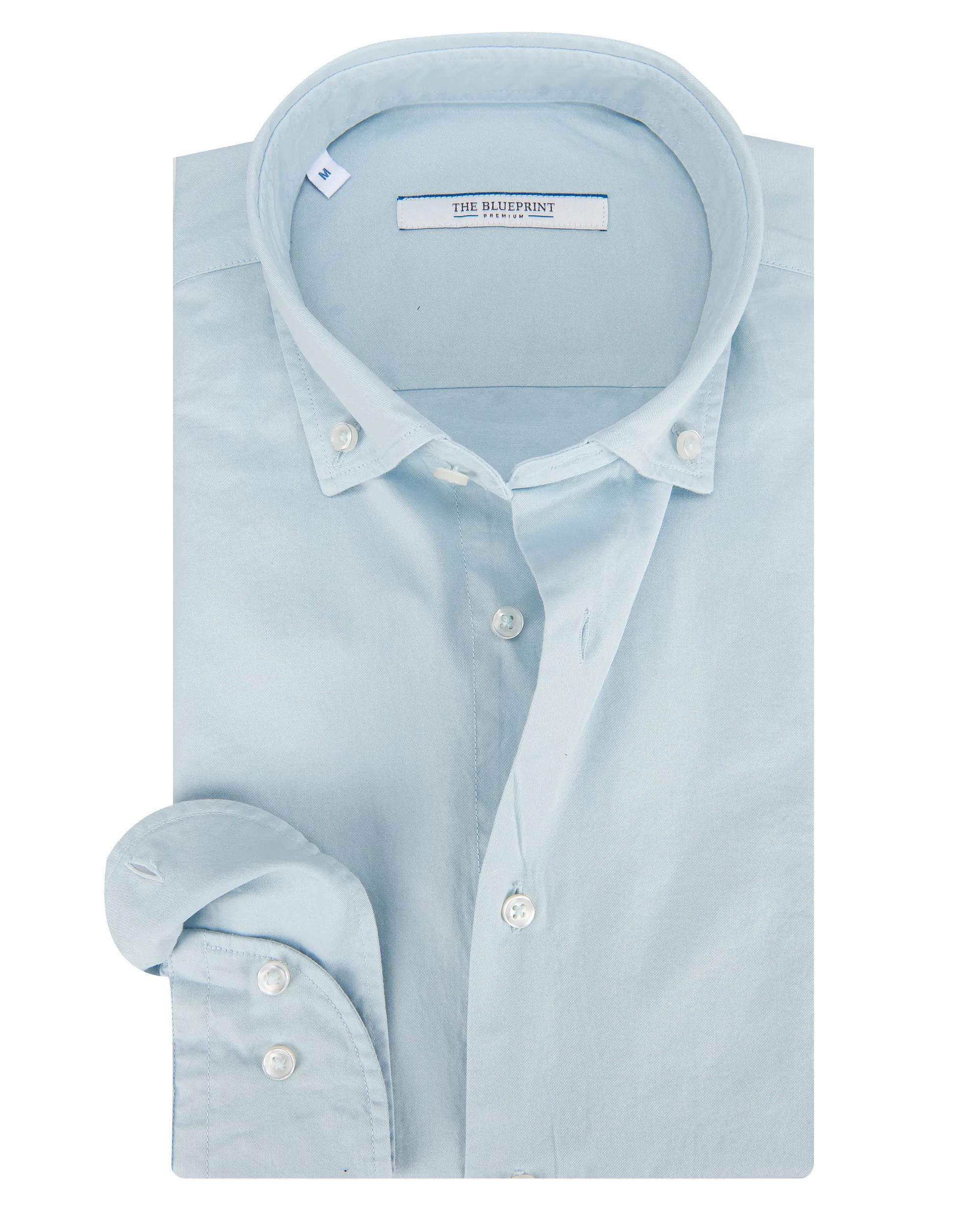 The BLUEPRINT Premium Trendy overhemd LM Lichtblauw uni 075032-008-M