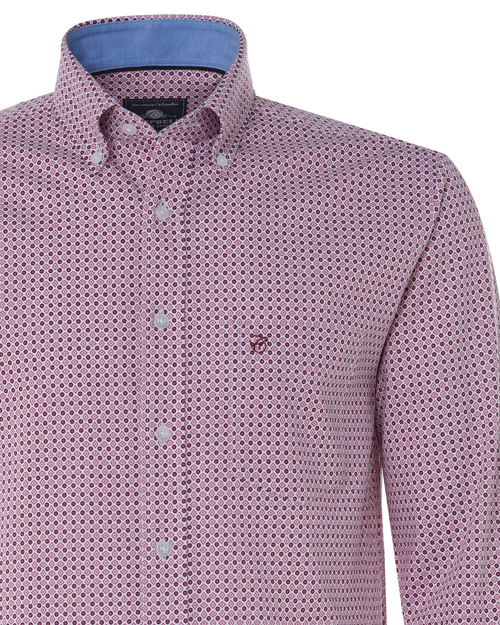 Campbell Classic Casual overhemd LM Roze print 076482-006-L