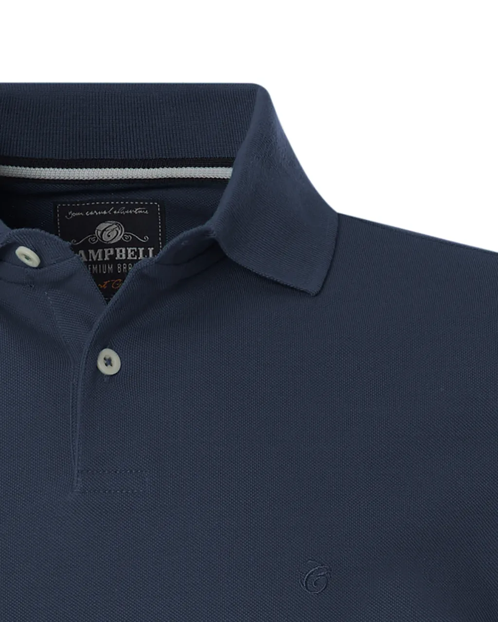 Campbell Classic Polo Lange mouw Donkerblauw uni 077568-001-L