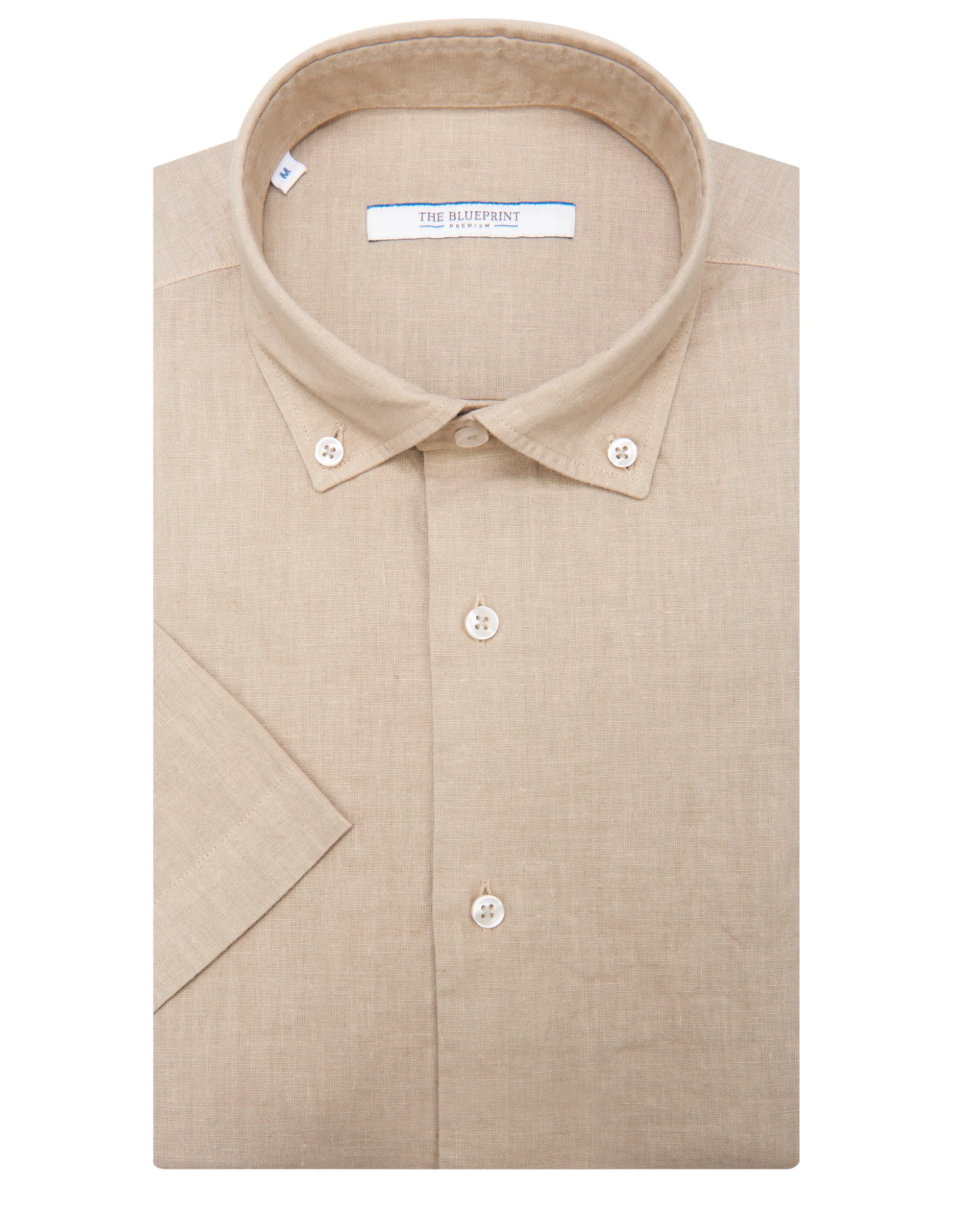 The BLUEPRINT Premium Casual overhemd KM Lichtbeige uni 077930-006-M