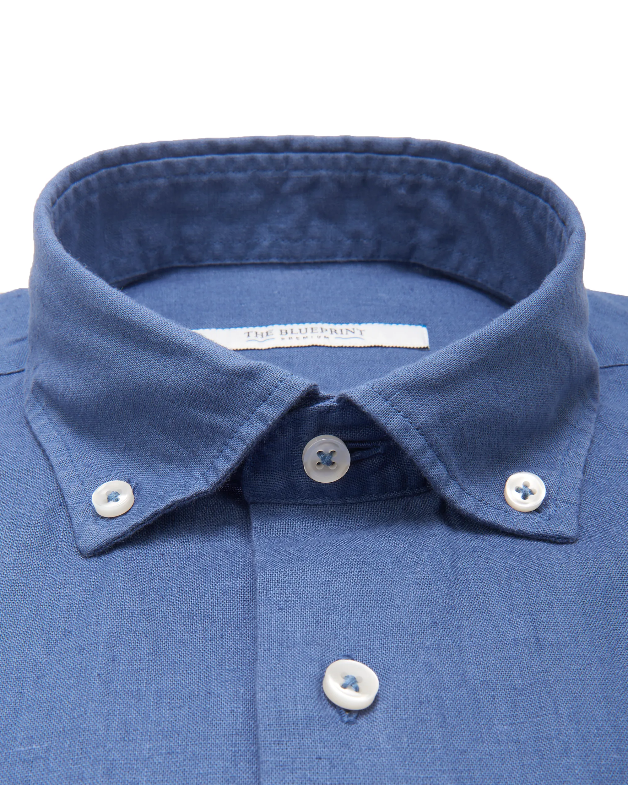 The BLUEPRINT Premium Casual overhemd KM Middenblauw uni 077930-007-M