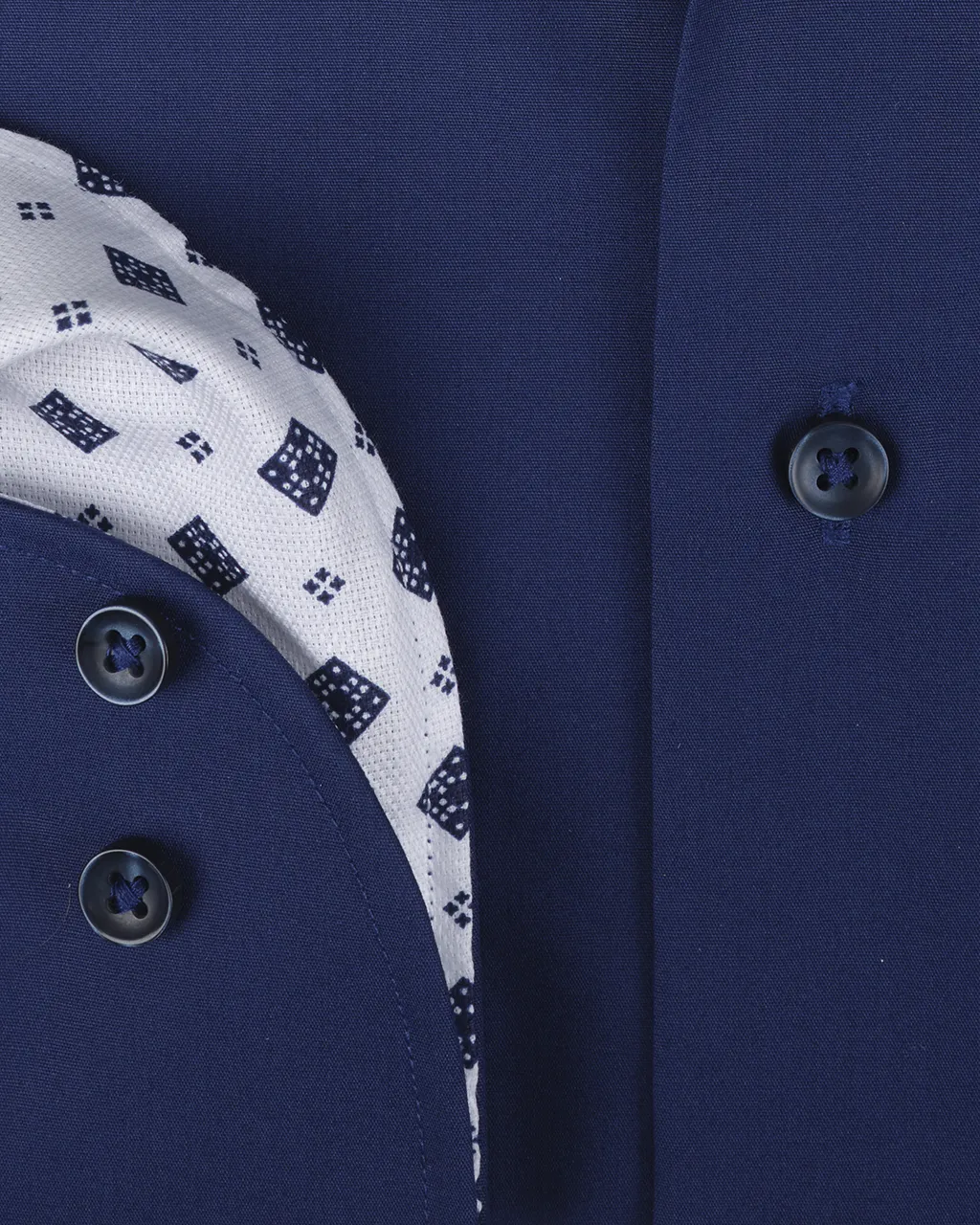 The BLUEPRINT Premium Trendy overhemd LM Donkerblauw uni 078479-001-M