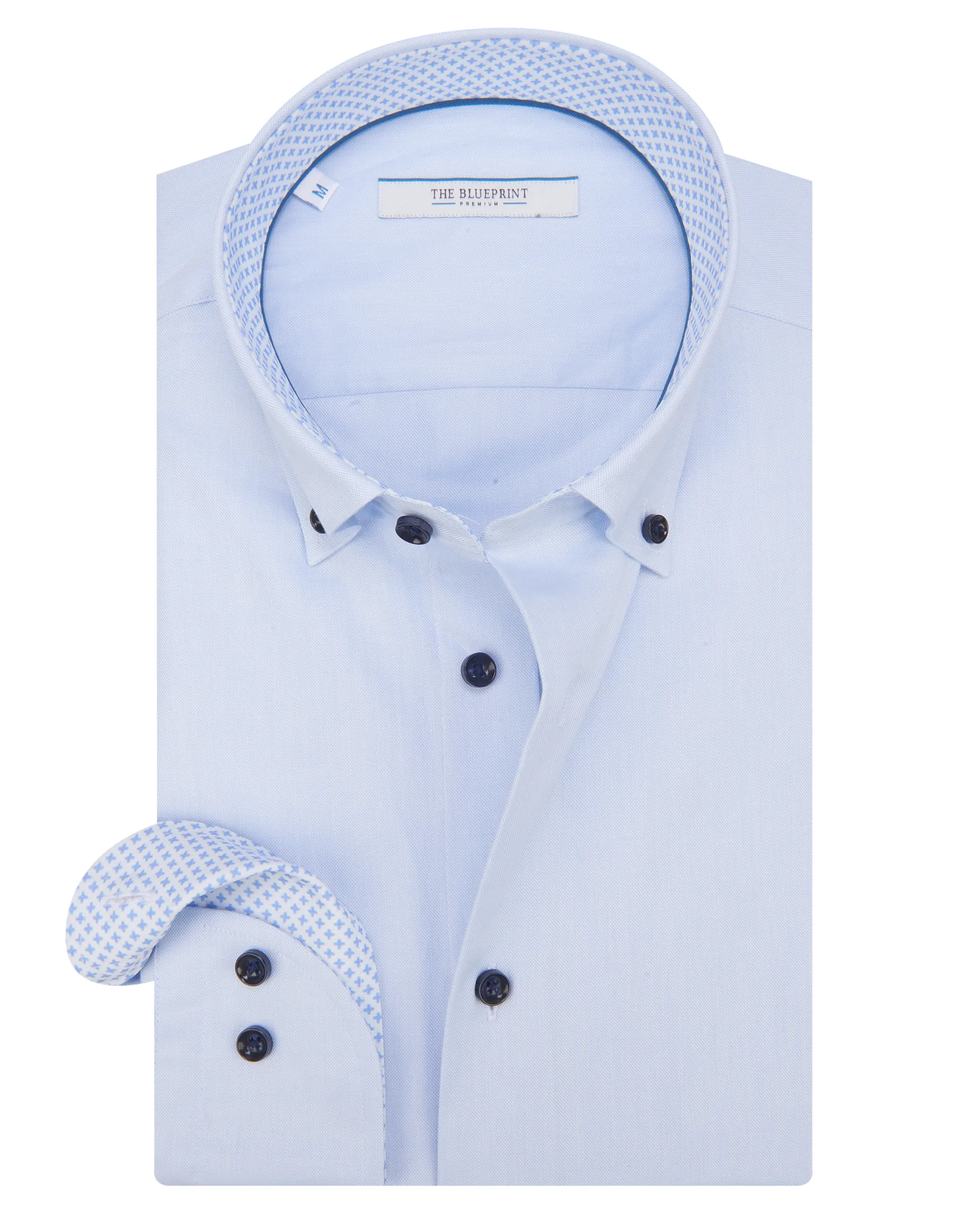 The BLUEPRINT Premium Trendy overhemd LM Lichtblauw uni 078631-001-XXXL