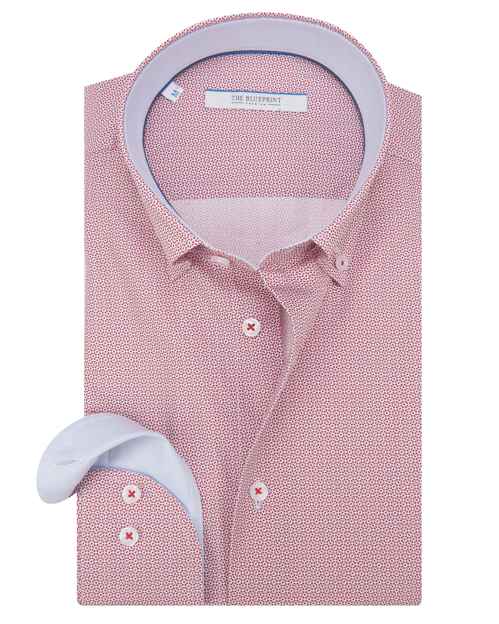 The BLUEPRINT Premium Trendy overhemd LM Rood dessin 078633-001-M