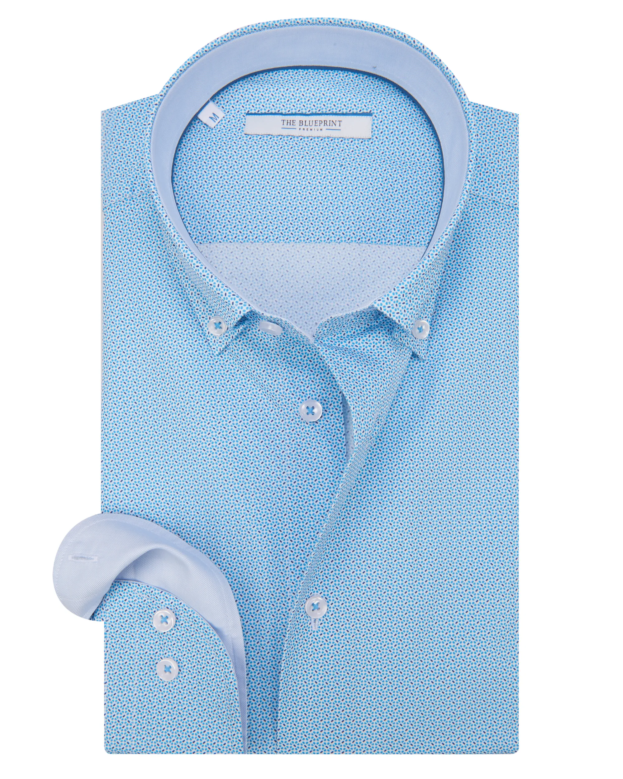 The BLUEPRINT Premium Trendy overhemd LM Aqua dessin 078637-001-L