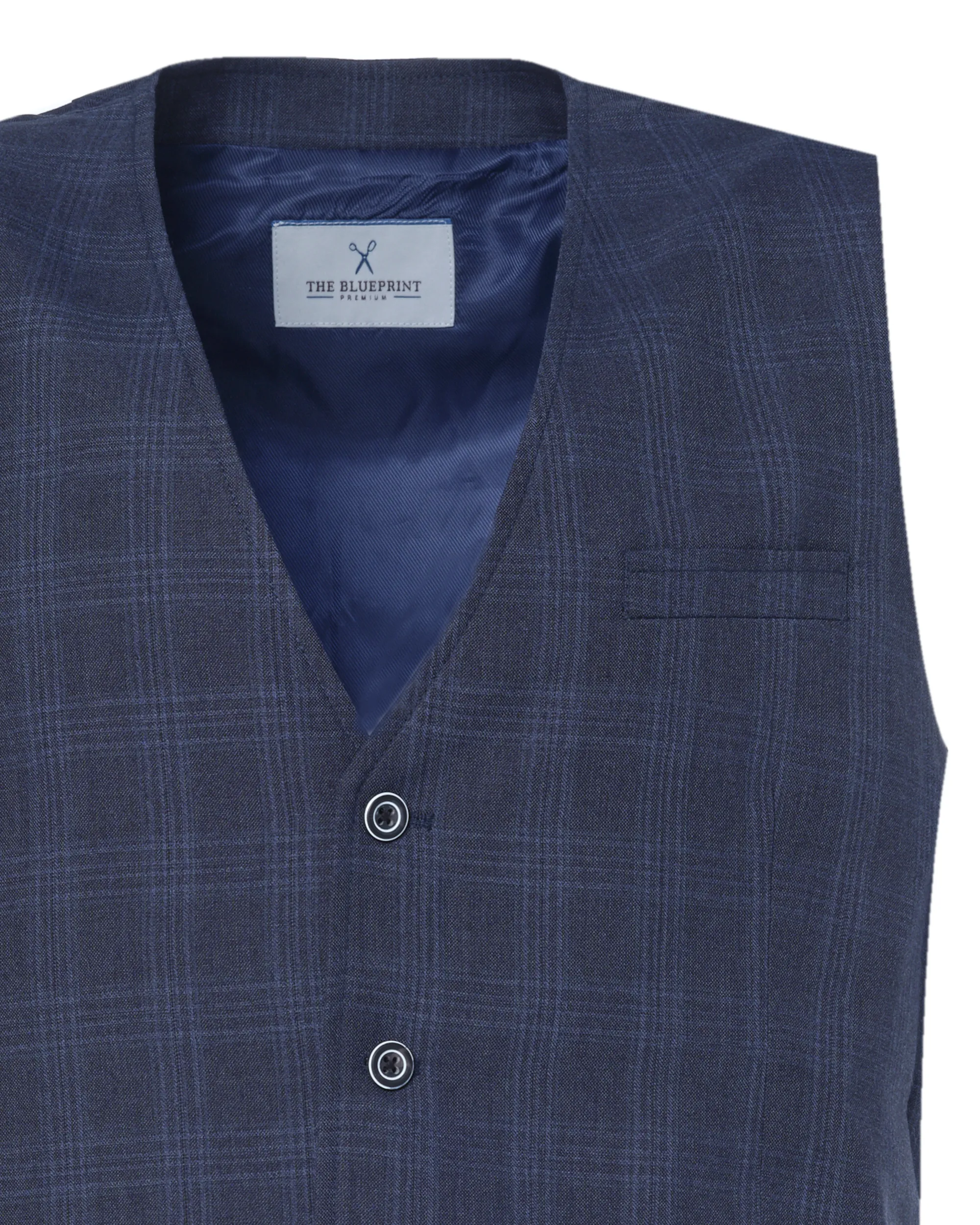 The BLUEPRINT Premium Gilet Donkerblauw grote ruit 078641-001-48