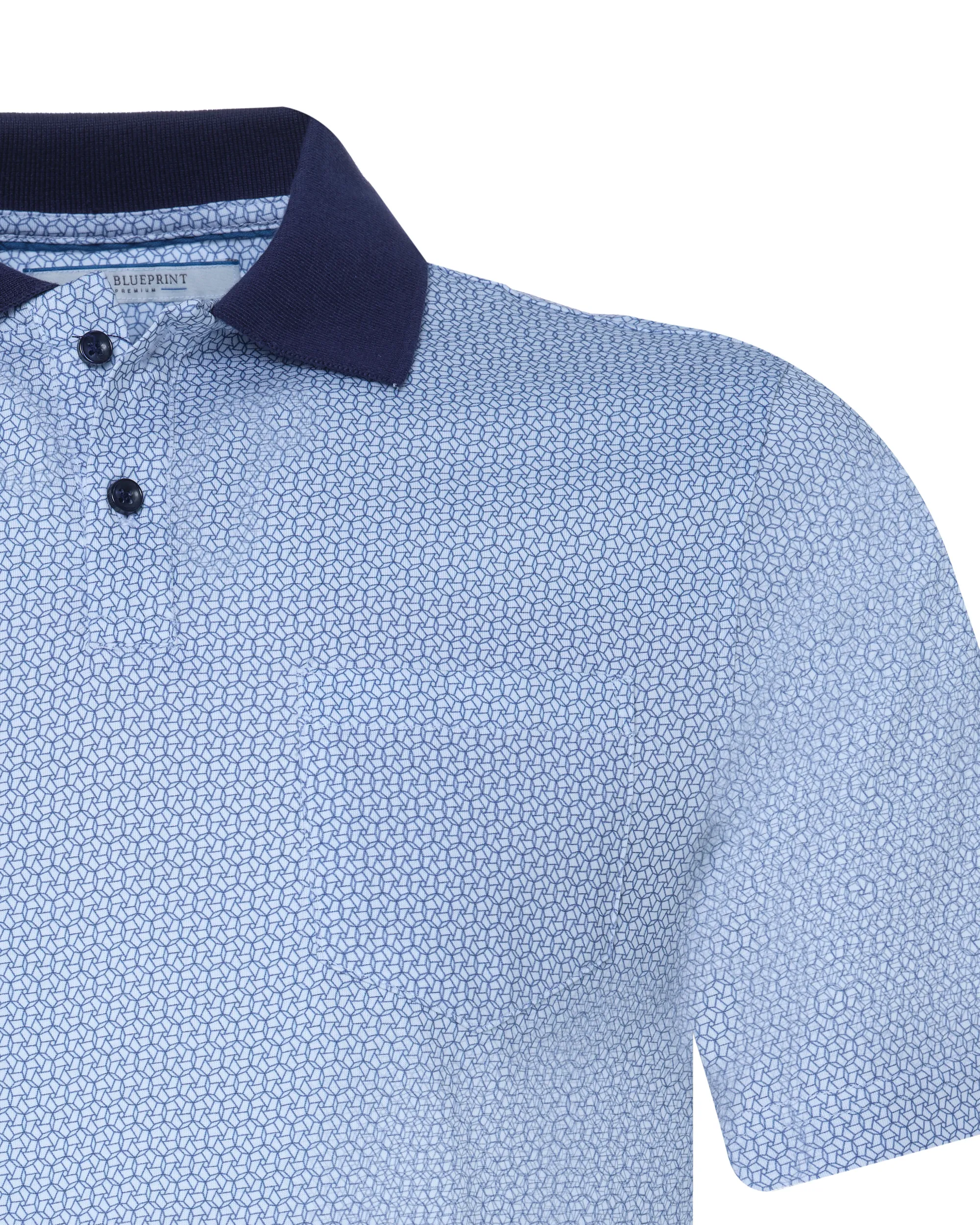 The BLUEPRINT Premium Polo Korte mouw Donkerblauw dessin 078832-001-L