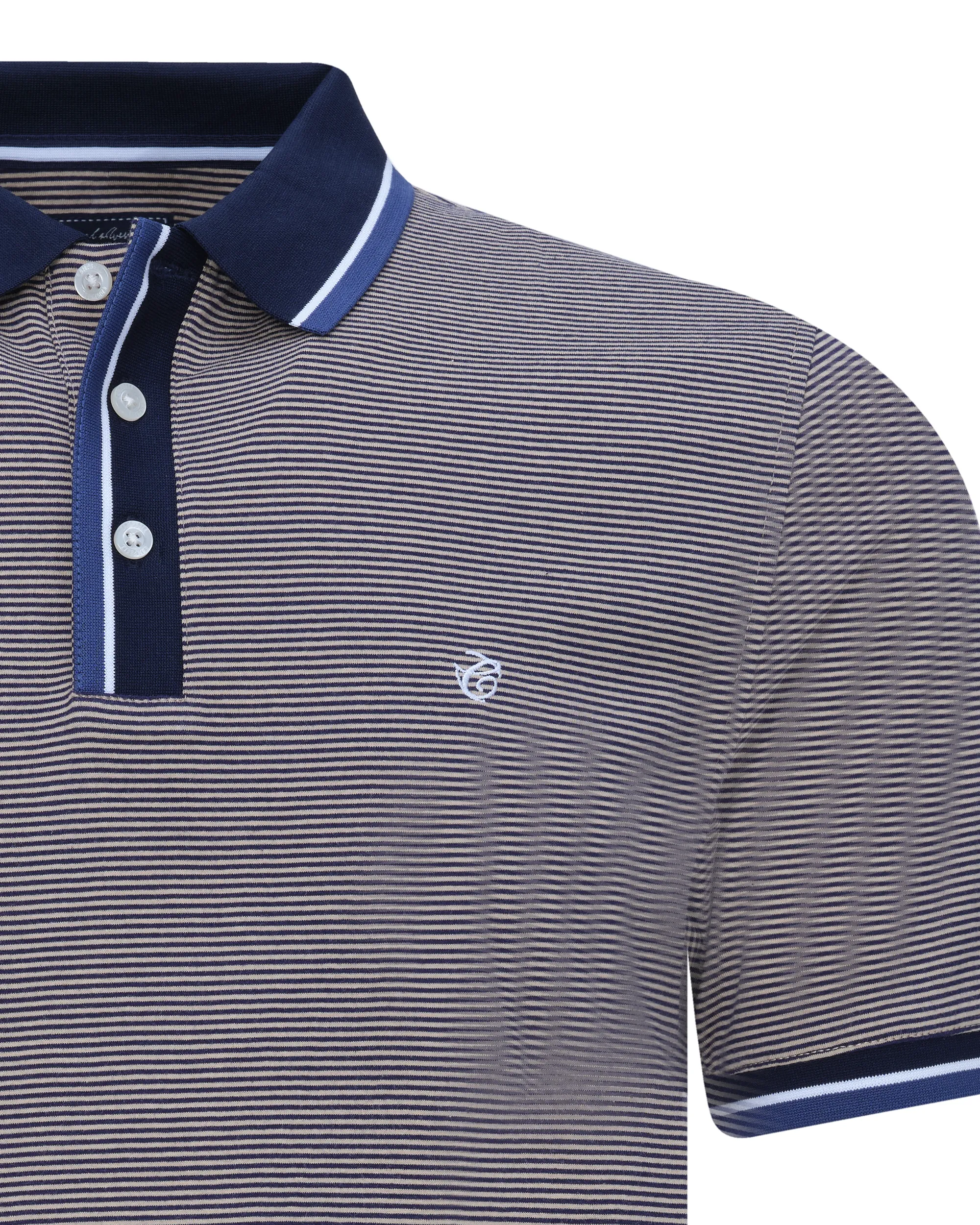 Campbell Classic Polo Korte mouw L.bruin streep 081530-004-XXL