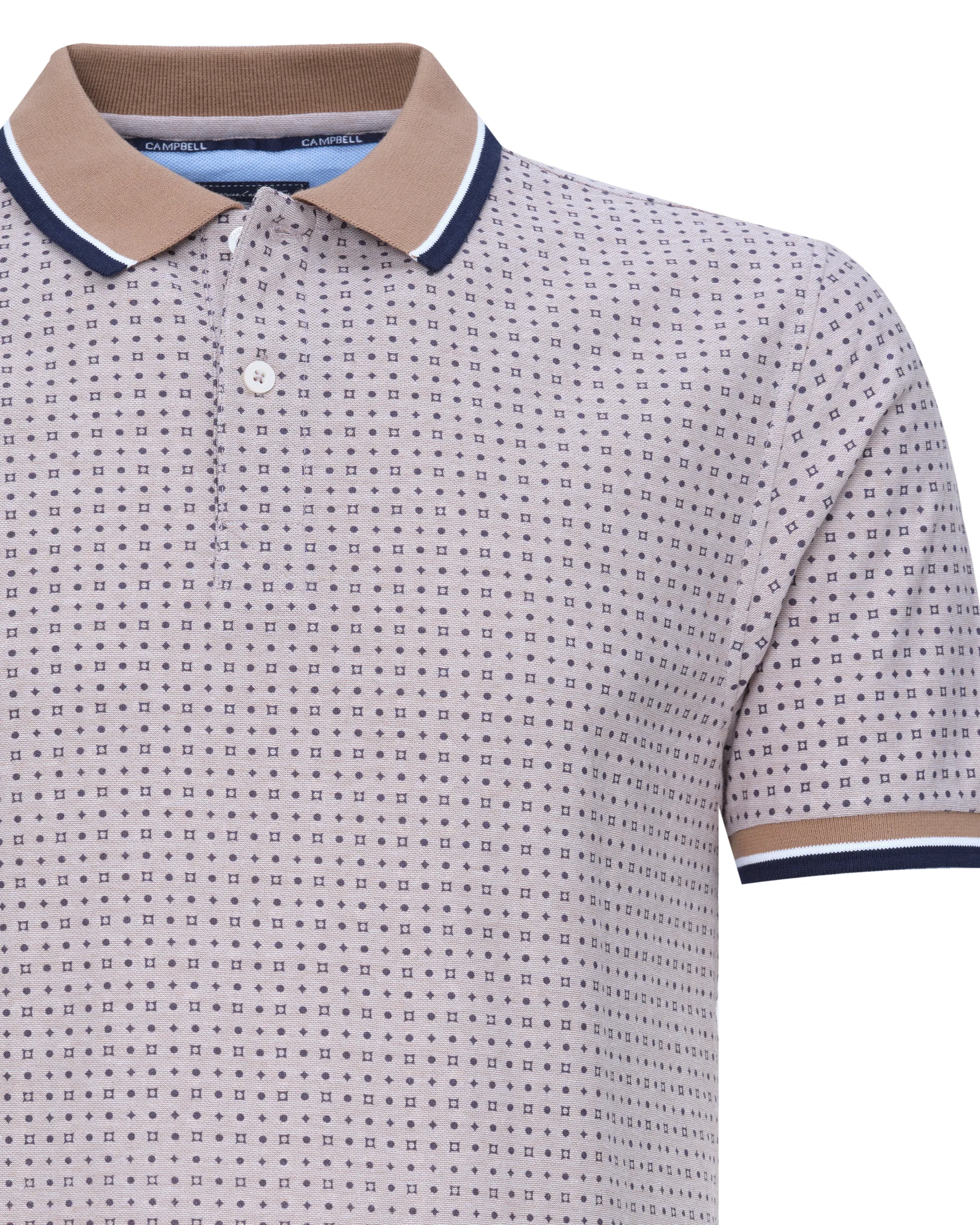 Campbell Classic Polo Korte mouw Beige dessin 081546-003-XXL