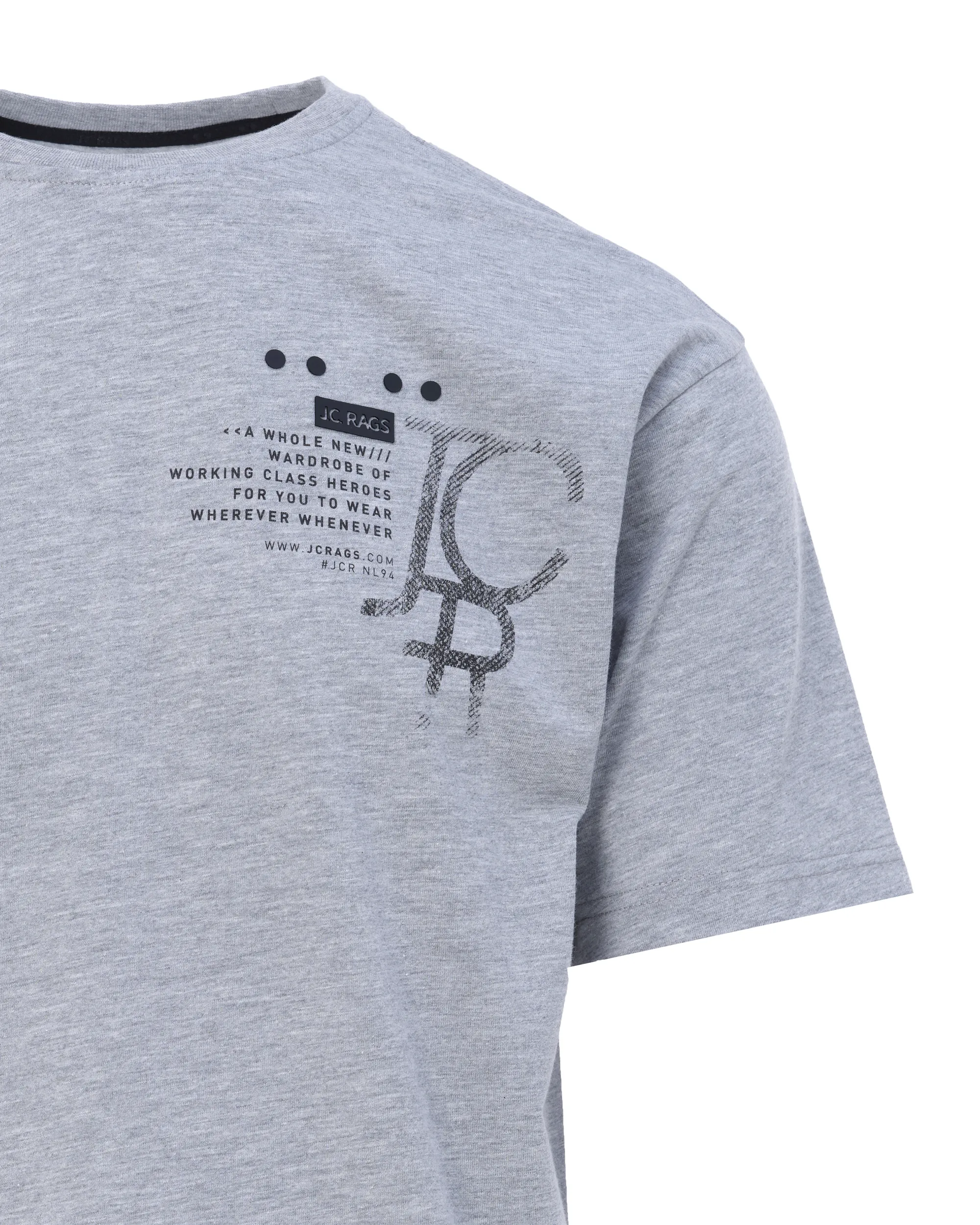 J.C. RAGS T-shirt Korte mouw Light Grey 084877-001-XXXL