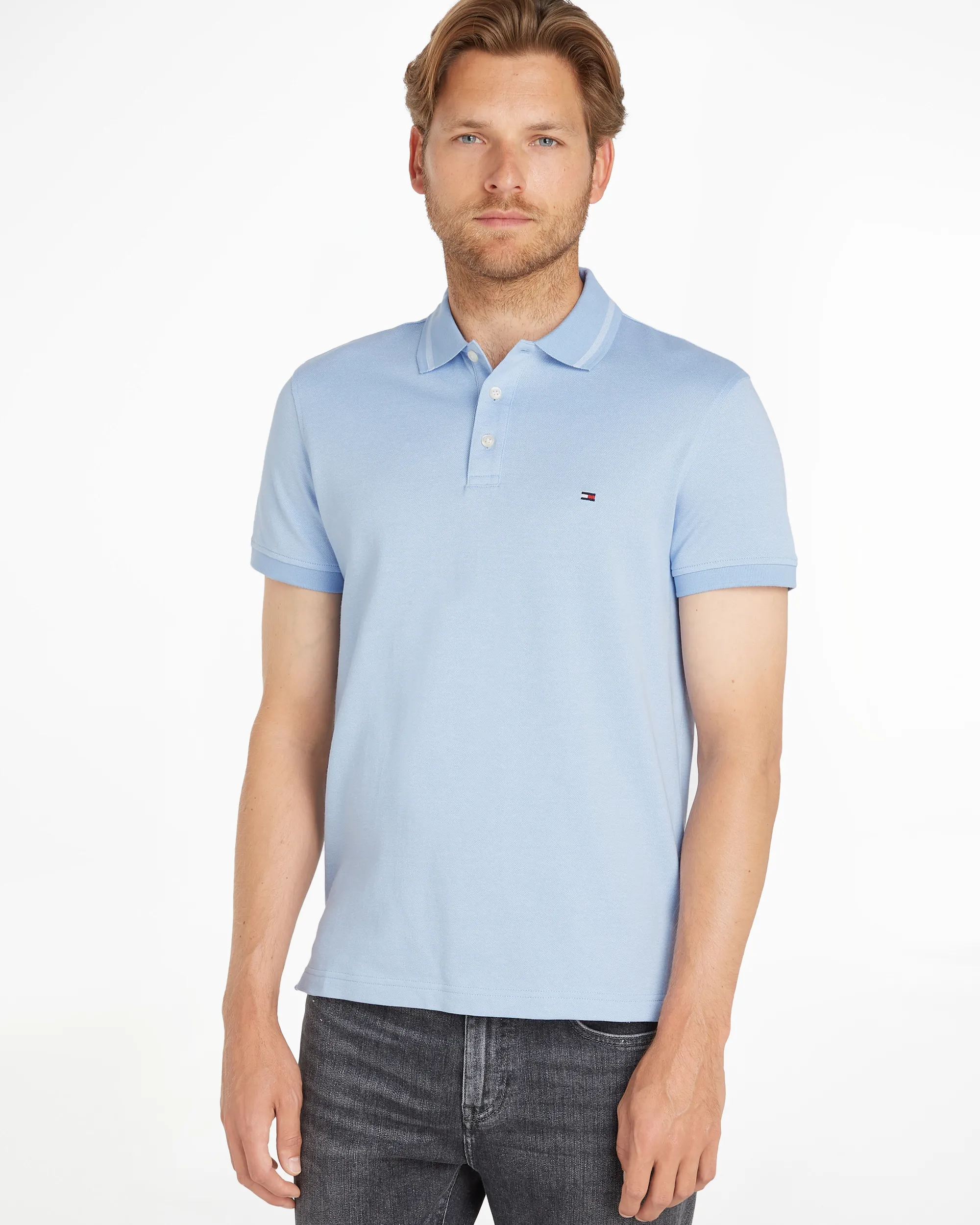 Tommy Hilfiger Menswear Polo Korte mouw Licht blauw 086358-001-XL